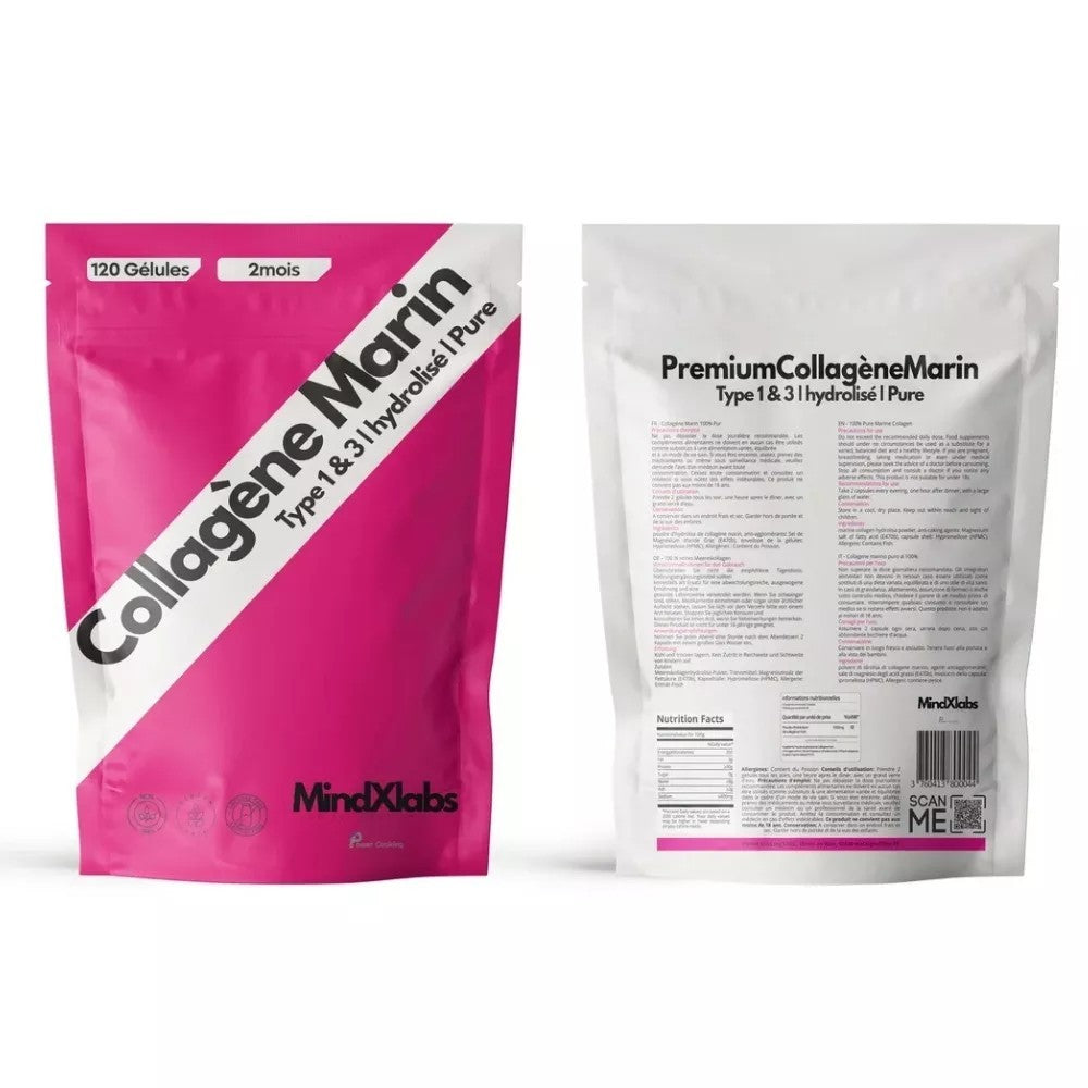 Collagène Marin hydrolysé 120 gélules |peptides | MindXLabs